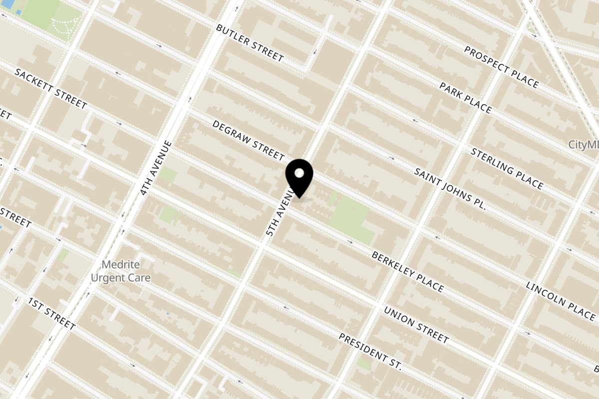 Map showing the location of Fulton Burger on 177 5th Ave in Brooklyn
